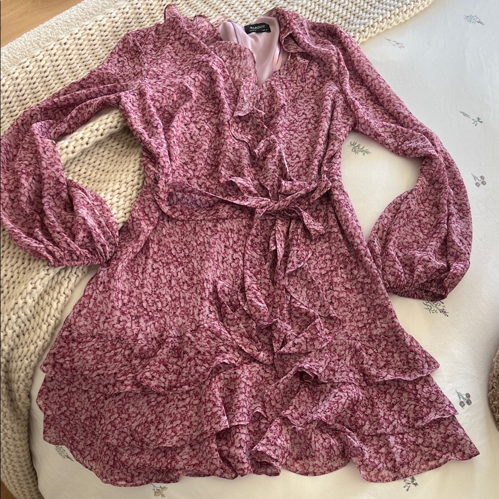 & Other Stories Pink Patterned Long Sleeve Dress